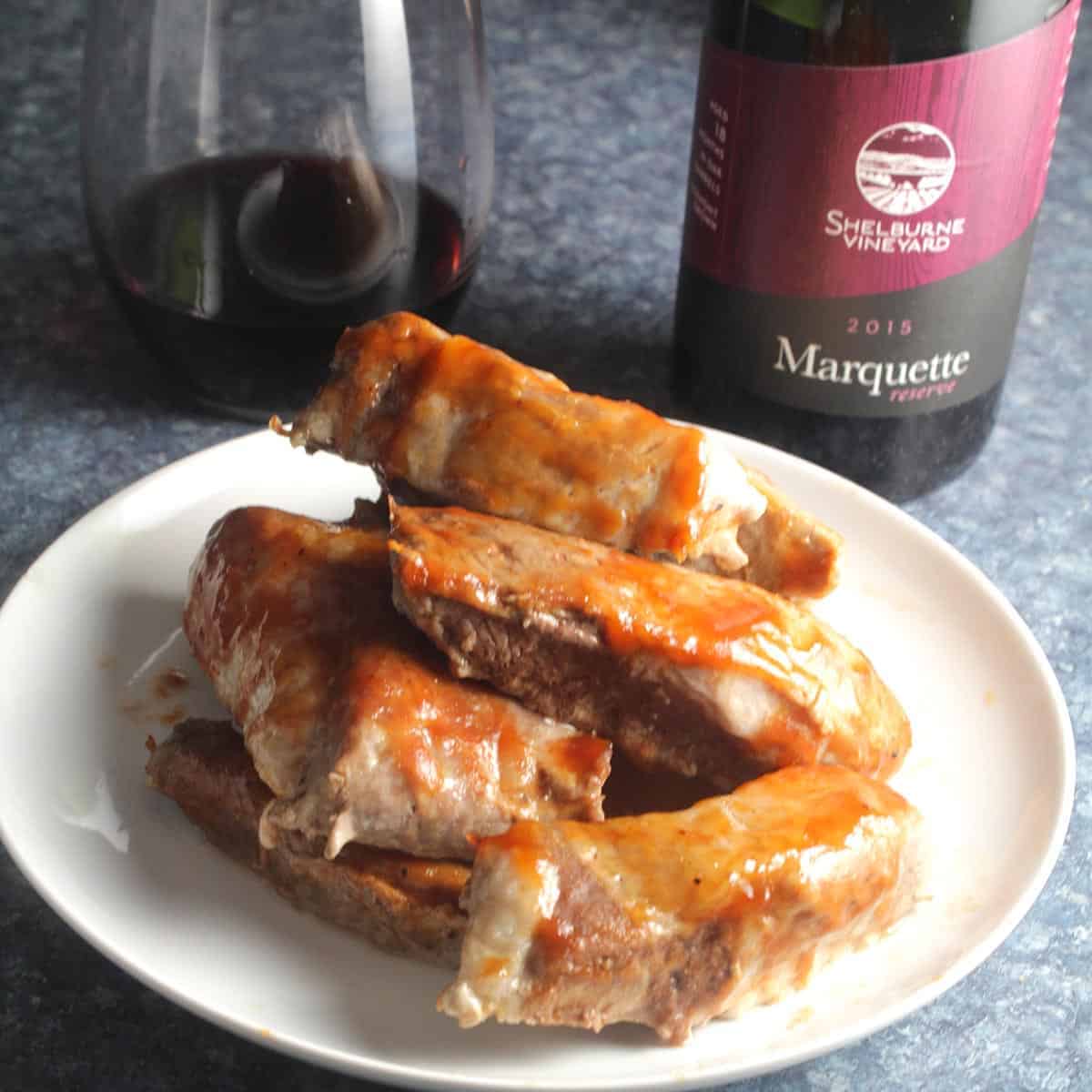 Marquette wine from Vermont served with boneless pork chops.